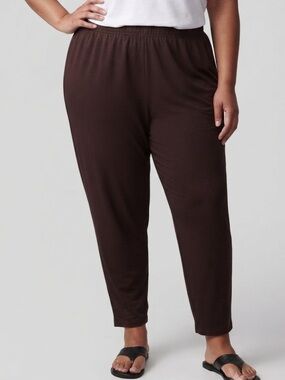 FASHION BUG Dark Brown Elastic Waist Pants Size 26/28 Short